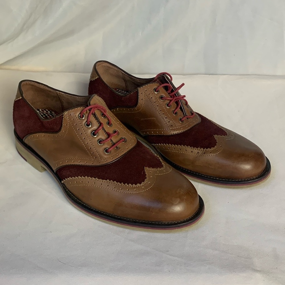 Johnston & Murphy Ellington burgundy Brown Wingtip Oxford Shoes Men's Sz 11M